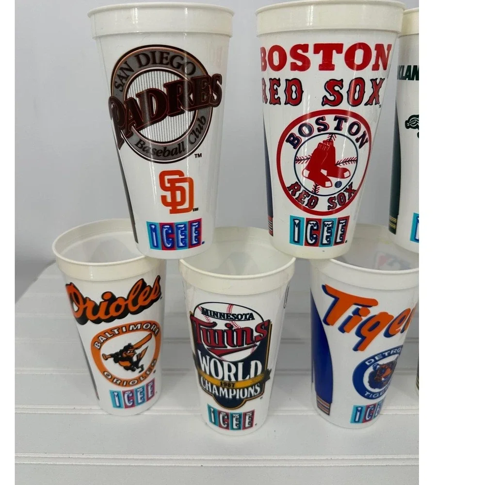 Vintage MLB Baseball Team‎ Plastic Icee Cups Lot of 10 Souvenir Stadium 6.5